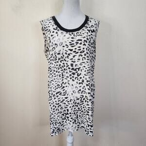 Vintage Y2K Rogan for Target 100% Silk Animal Print Black White Dress Size Large